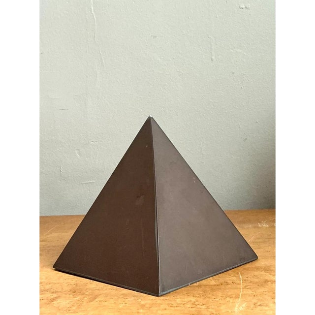 Sarreid Ltd. Vintage Sarreid Patinated Metal Pyramid Sculpture For Sale - Image 4 of 12