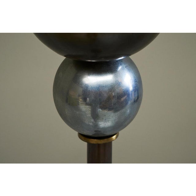 Vintage Art Deco Floor Lamp in Patinated Brass and Nickel Plated Brass, 1930 For Sale - Image 6 of 14