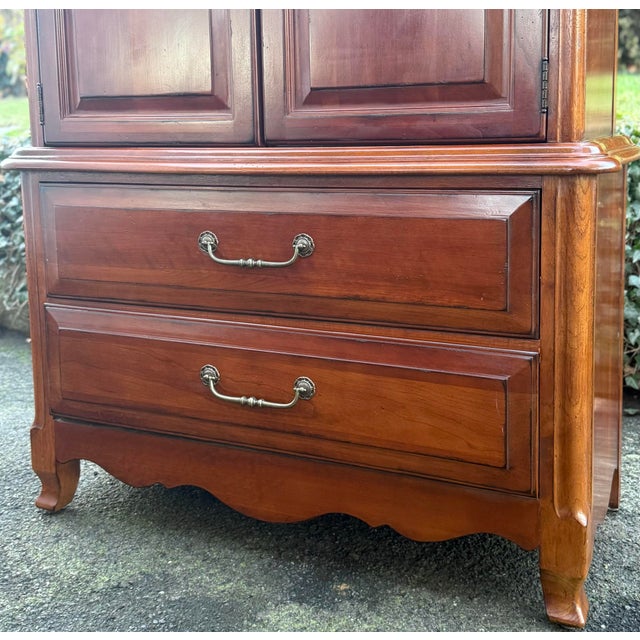 French Drexel Heritage French Countryside Cherry Armoire For Sale - Image 3 of 11