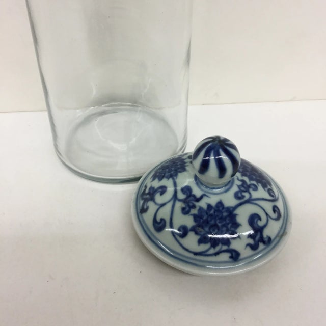 Vintage Glass Pillar With Antique Chinese Lid For Sale In Portland, ME - Image 6 of 11