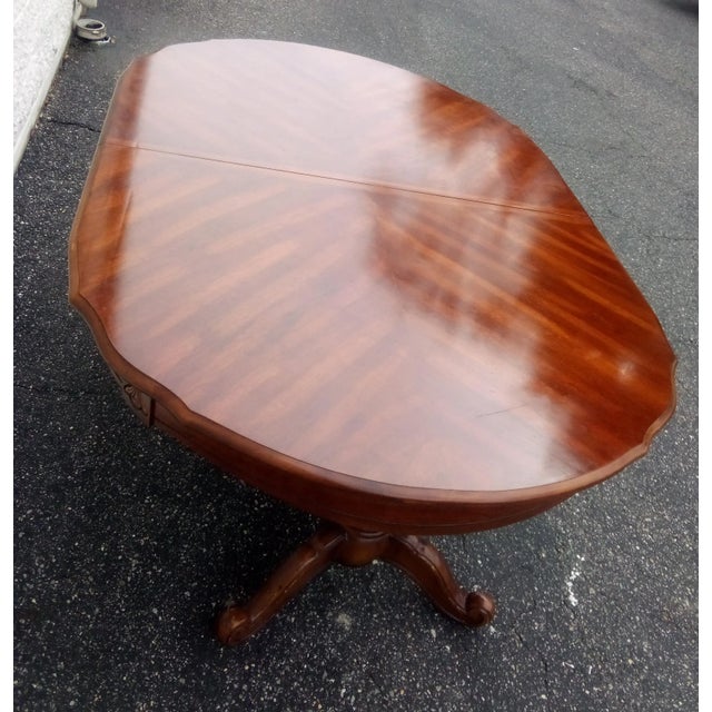 Vintage French Provincial Pedestal Dining Table With 2 Leaves 102" Long