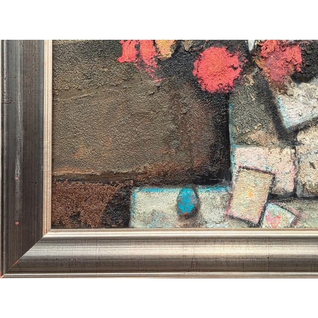 Red David Adickes "Large Bouquet" Modern Abstract Red, Blue, & Gray Floral Still Life Painting, 2008 For Sale - Image 8 of 11
