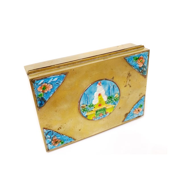 Vintage Solid Brass Enamel Brass Hinged Box Chairish