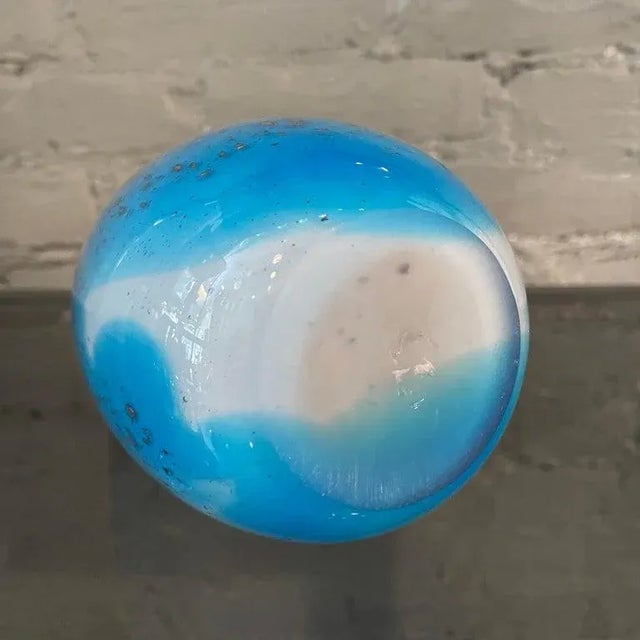 1960s Gradient Blue Gold Fleck Murano Attributed Glass Vase, Tear Drop Shape For Sale - Image 12 of 12