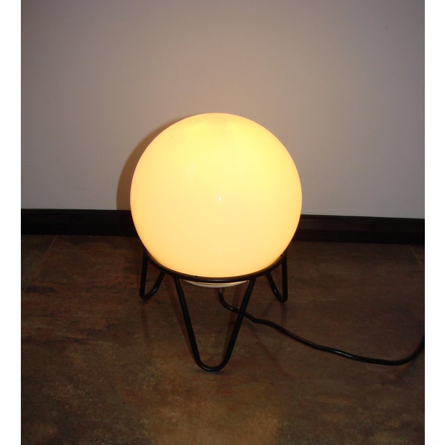 Vintage Metal and Frosted Glass Globe Lamp, 1980s, in Very Good conditions. Designed 1980 to 1989 European Plug (up to...