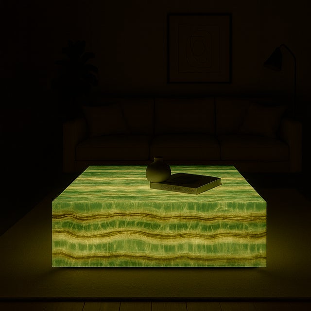 Backlit emerald onyx coffee table – made in italy this exclusive coffee table is crafted entirely from emerald onyx, a...