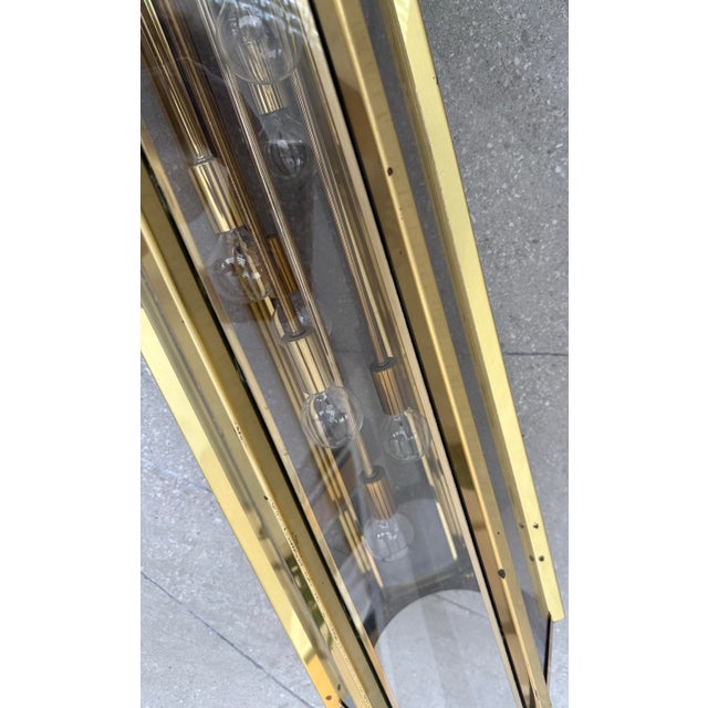Robert Sonneman Mid-Century Modern Tall & Narrow Statement Pendant Chandelier in Brass With Clear Glass, in the Style of Robert Sonneman For Sale - Image 4 of 6