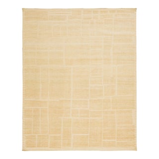 Handmade Modern Moroccan-Style Wool Rug in Beige -Tan Color by Apadana For Sale