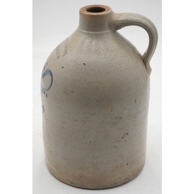 Traditional g.w. Fulper & Bros. Blue Stoneware Jug W. Handle For Sale - Image 3 of 12