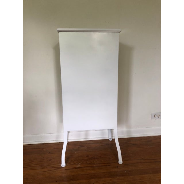 White Antique Art Deco Curved Leg Steel Metal Medical Dental Pharmacy Cabinet With 3 Drawers For Sale - Image 8 of 11