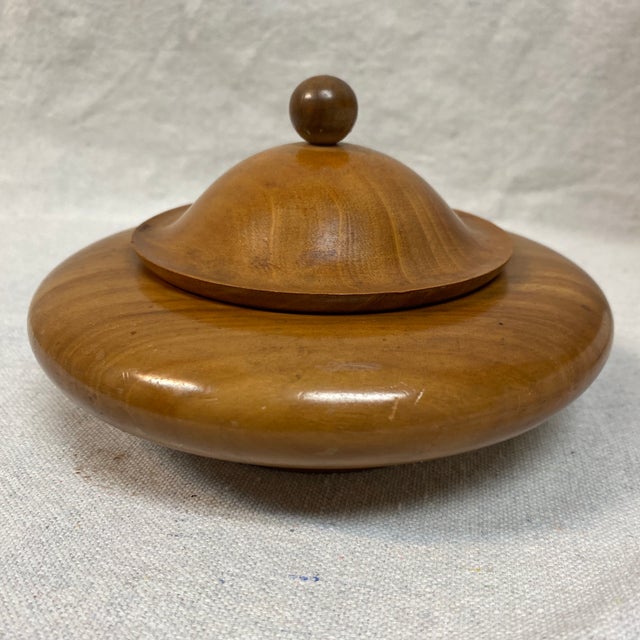 Myrtlewood Lidded Trinket Turned Hand Made Bowl For Sale - Image 9 of 10