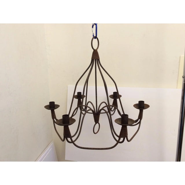 Vintage Rusty Candle Chandelier For Sale - Image 9 of 10