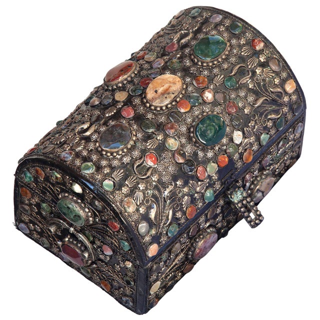 Vintage Handcrafted Moroccan Bejeweled Keepsake Box For Sale - Image 11 of 13