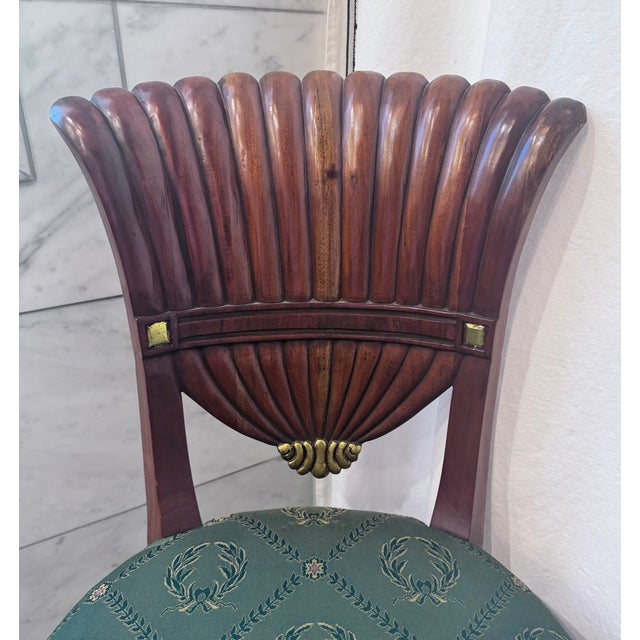 Late 20th Century Attributed Maitland Smith Mahogany Fan Back Dining Chairs - A Pair For Sale - Image 11 of 17