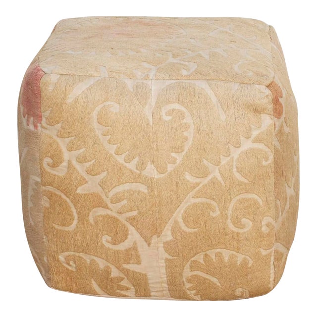 Aalam Antique Suzani Cube Ottoman For Sale