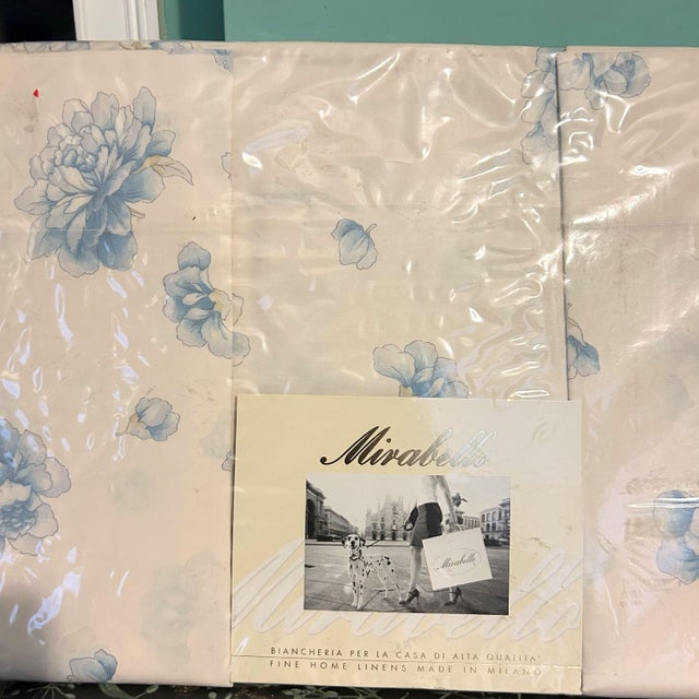 Vintage Mirabello 200 Thread Count 100% Cotton Percale Floral Queen Sheet Set For Sale In Tampa - Image 6 of 10