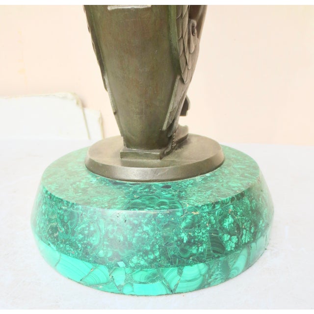 Bronze Egyptian Revival Bronze Pharoah With Malachite Tray For Sale - Image 8 of 10