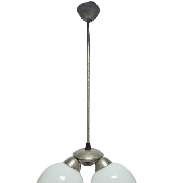 Art Deco Style Pendant Light in Glass, Poland, 1970s For Sale - Image 6 of 7