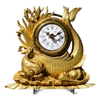Antique Table Clock with Dolphin, 1830 For Sale
