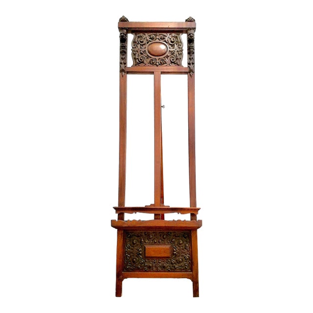 Renaissance Revival Easel With Carved Lion’s Heads and Panels For Sale