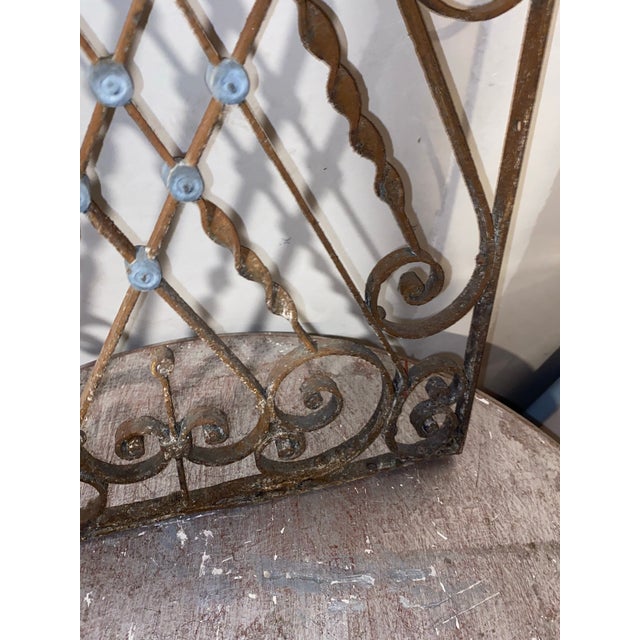 19th Century Antique French Wrought Iron Window Grille & Architectural Garden Panel For Sale - Image 4 of 12