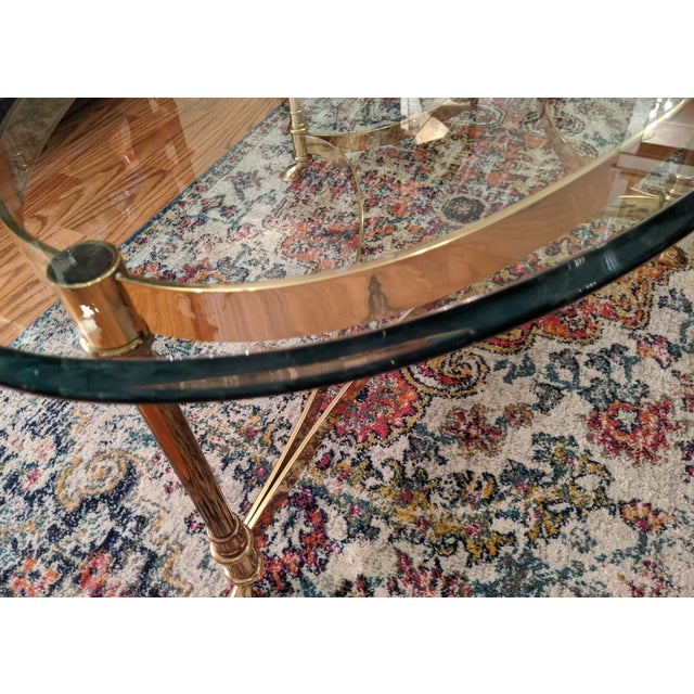 La Barge La Barge Oval Hoofed Brass Glass Top Coffee Table For Sale - Image 4 of 6