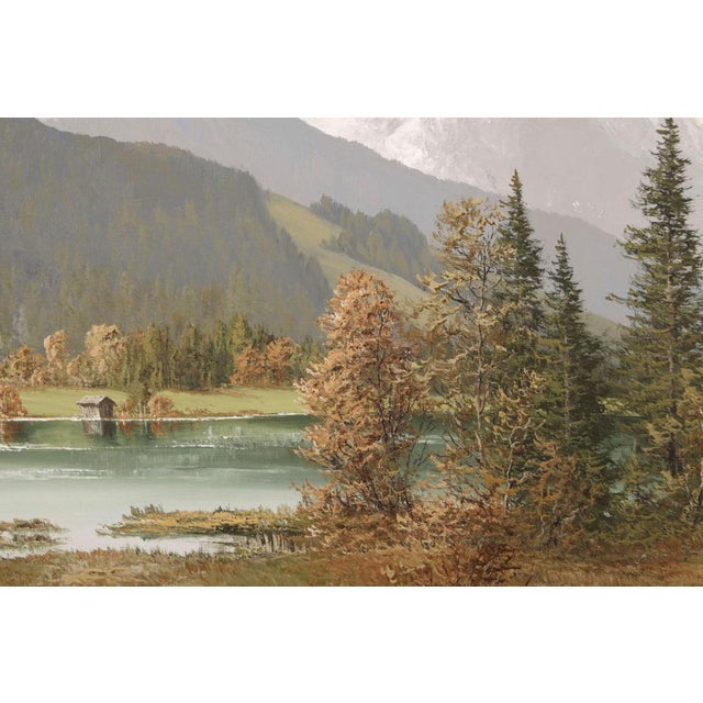 Rustic Sepp Börgl, Wangenbrechsee, Wetterstein Area, 1970, Oil on Canvas For Sale - Image 3 of 18