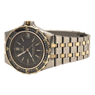 Omega Seamaster Jacques Mayol Plongeur De Luxe 14k Gold & Steel by Omega, 1980s For Sale