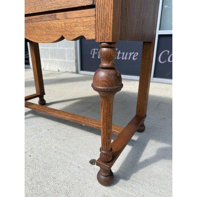 Early 20th Century J.B. Van Sciver Co. Refinished Antique Oak Server & Turned Legs For Sale - Image 11 of 12