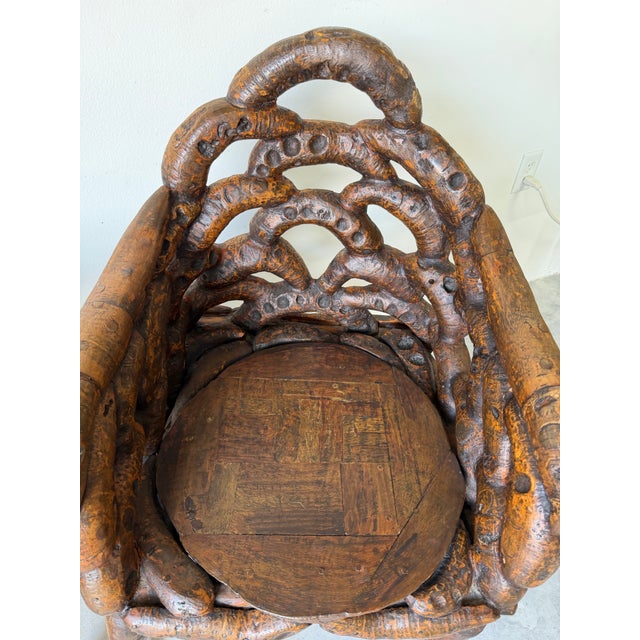 Vintage Chinese Organic Root Bamboo Rustic Club Armchairs – A Pair For Sale In Miami - Image 6 of 12