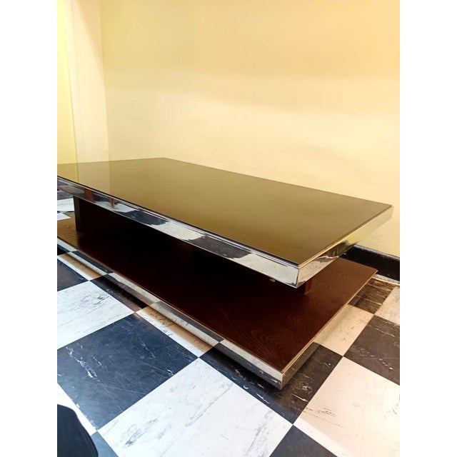 Metal Coffee Table in Glass and Chromed Metal, 1980s For Sale - Image 7 of 14