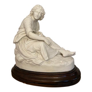 Late 19th Century Parian Bisque Porcelain Antique Sculpture of Woman For Sale