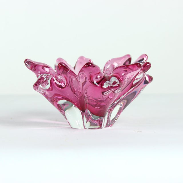 Glass Pink Art Glass Bowl from František Zemek, Czechoslovakia, 1960s For Sale - Image 7 of 7
