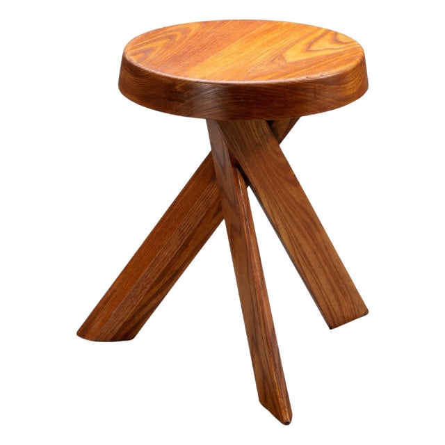 S13A Stool in Elm attributed to Pierre Chapo, France, 1970s For Sale