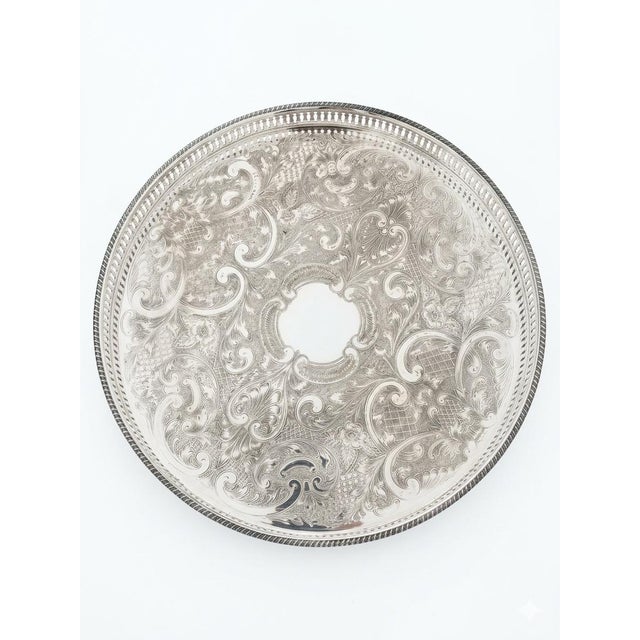 English English Sheffield Silver on Cooper Silverplate Footed Gallery Bar Tray For Sale - Image 3 of 8
