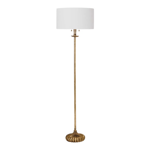 Regina Andrew Clove Stem Floor Lamp in Antique Gold Leaf For Sale