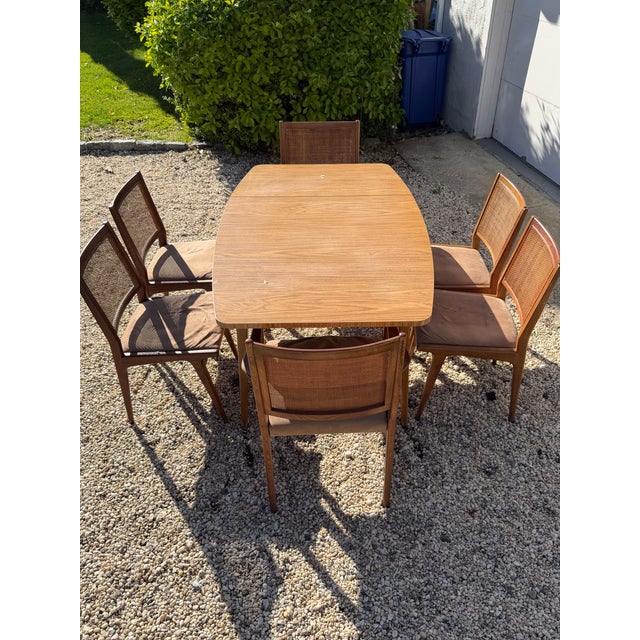 Mid Century Modern Dux Swedish Dining Set – Drop Leaf Table + 6 Cane Back Chairs For Sale - Image 14 of 16