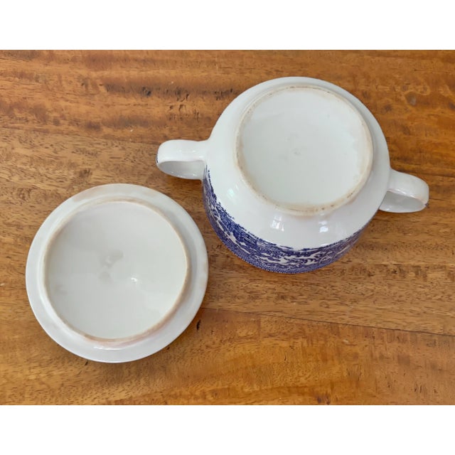 Blue Vintage 20th Century Blue Willow Sugar Kitchen Canister Storage Jar With Lid For Sale - Image 8 of 9