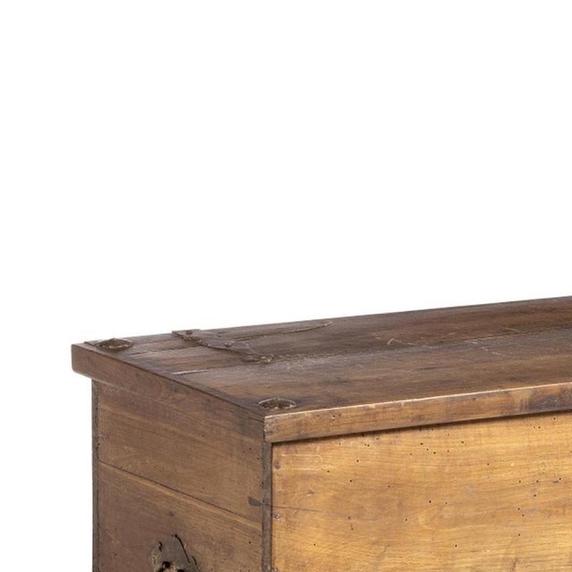 Furniture - Chest - 19th Century. Portuguese; 19th century, made of chestnut wood. Iron hardware. Dimensions: 54 cm x 126...