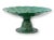 Early 20th century French majolica compote by Sarreguemines featuring a richly glazed deep green finish and classical...