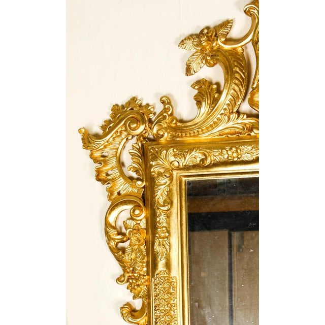 Vintage Monumental Italian Rococo Giltwood Decorative Mirror For Sale - Image 4 of 8