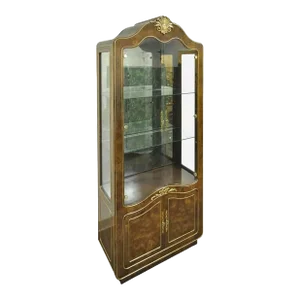 Late 20th Century Mastercraft Amboyna Burl Wood French Hollywood Regency Curio Display Cabinet