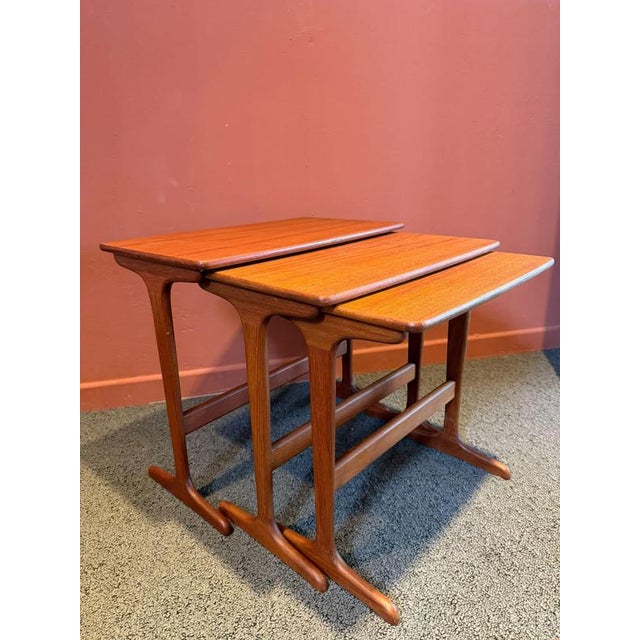 Danish Teak Nesting Tables, 1960s, Set of 3 For Sale - Image 3 of 5