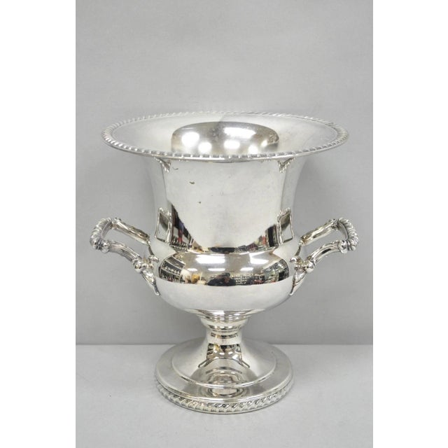 Traditional Mid 20th Century English Regency Silver Plated Trophy Cup Urn Champagne Chiller Ice Bucket For Sale - Image 3 of 14