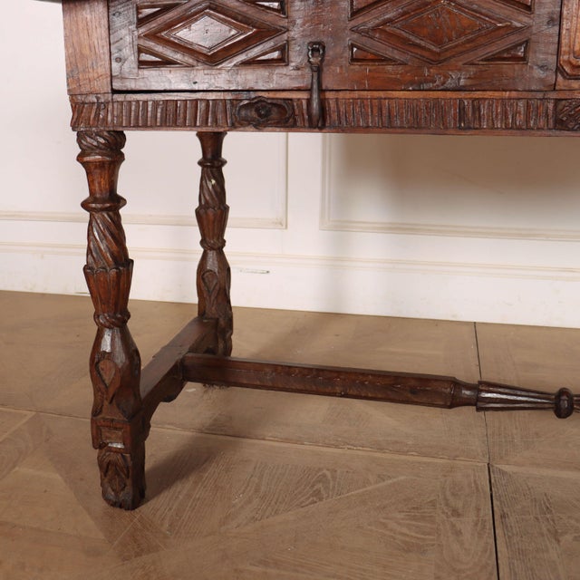 Portuguese Desk in Carved Chestnut For Sale - Image 9 of 18
