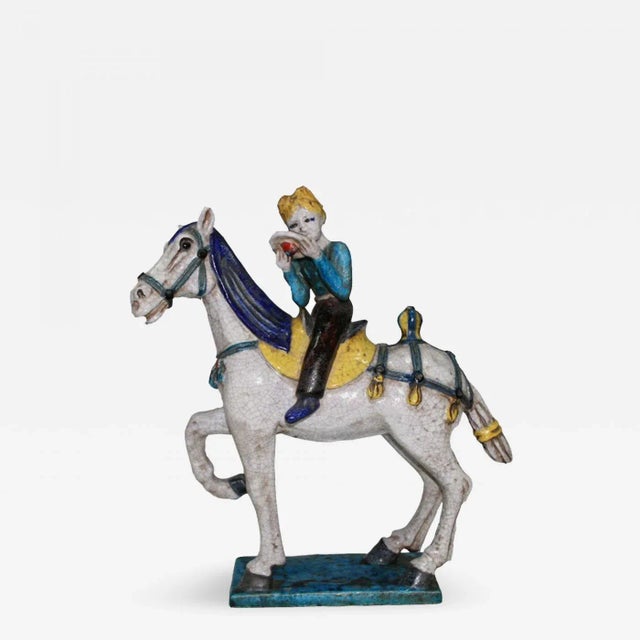 Ceramic 1950s Marcello Fantoni Mid Century Marcello Fantoni Ceramic Horse and Cowboy Figure For Sale - Image 7 of 7