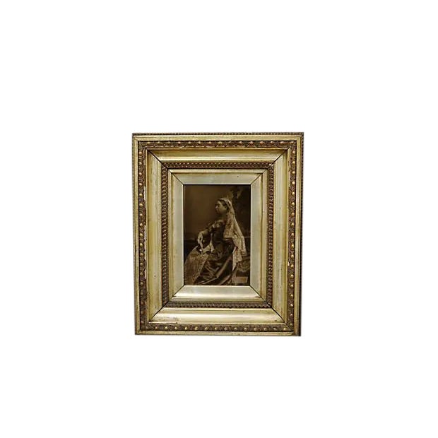 Rare 1897 Queen Victoria Sepia Photography Tile For Sale