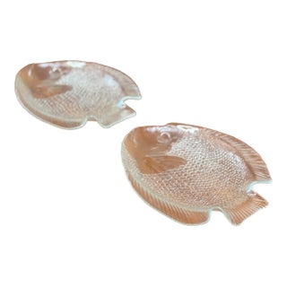Vintage Arcoroc France Clear Glass Fish Plates – Mid-Century French Serving Platters (Set of 2) For Sale