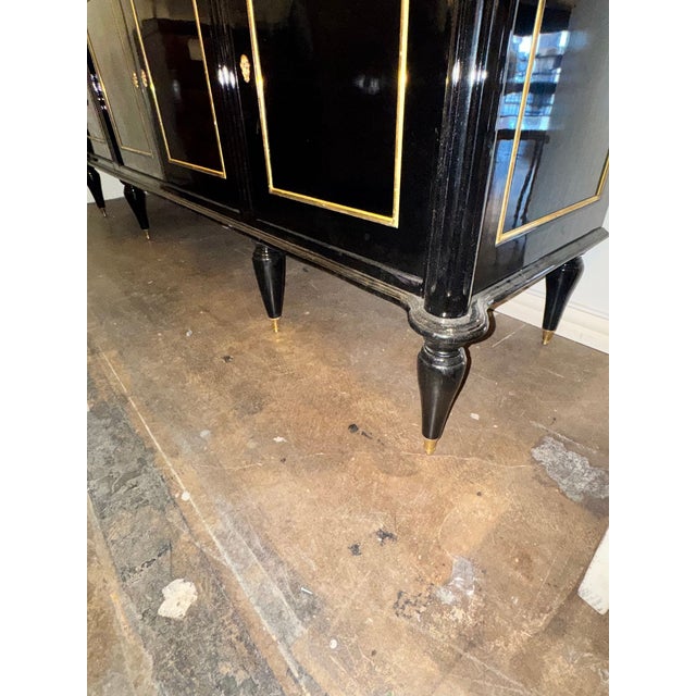 Wood French Louis XVI Style Black Lacquered Sideboard For Sale - Image 7 of 7
