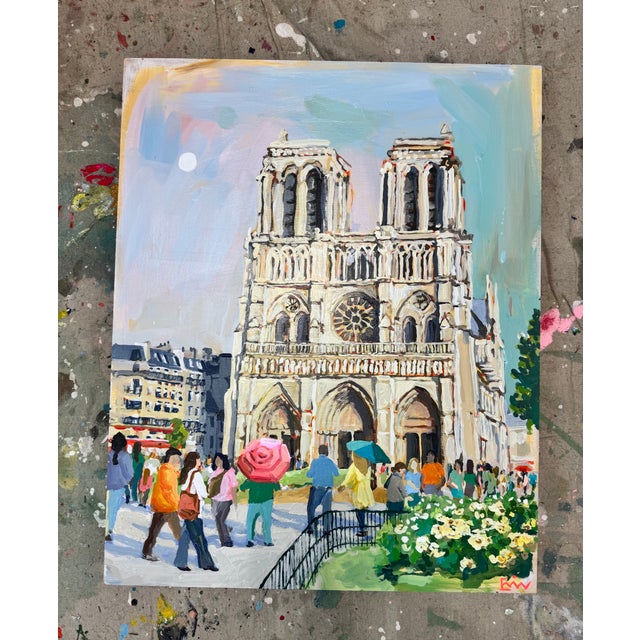 Paint "Notre Dame Paris at Dusk, After the Storm" Painting For Sale - Image 7 of 8